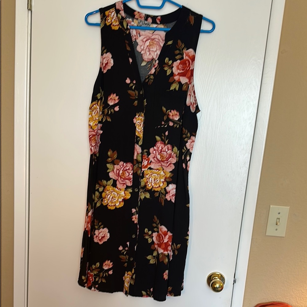 Justify Black and Pink Floral Dress